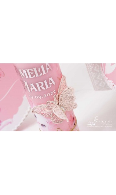 Trusou botez Pisicile Aristocrate cu fluturi mov si roz 19